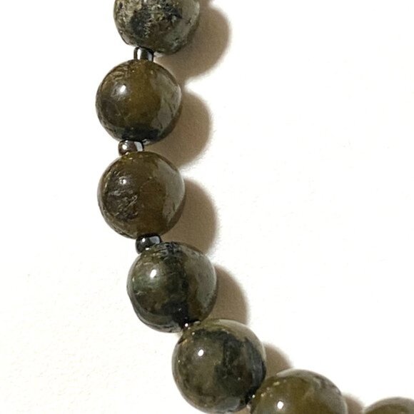 Natural Dark Labradorite Large Genuine Gemstone Classic Beaded Necklace - Picture 13 of 15